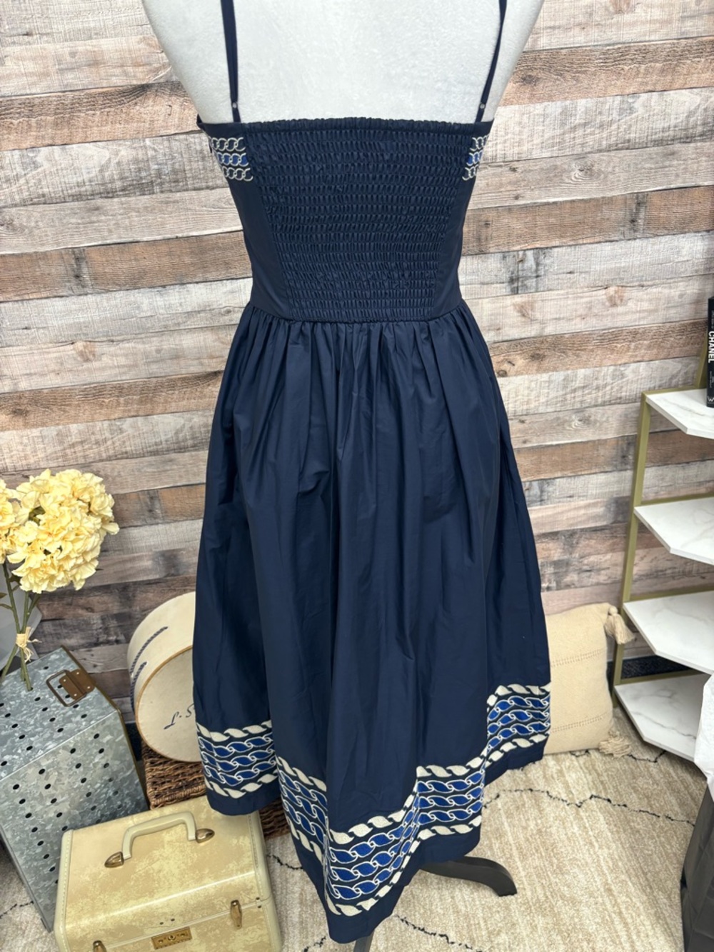 Tuckernuck Navy Spaghetti-Strap Embroidered Small - Picture 4 of 5